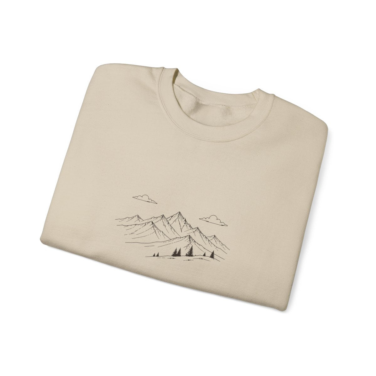 The Range Crewneck in Sand, folded