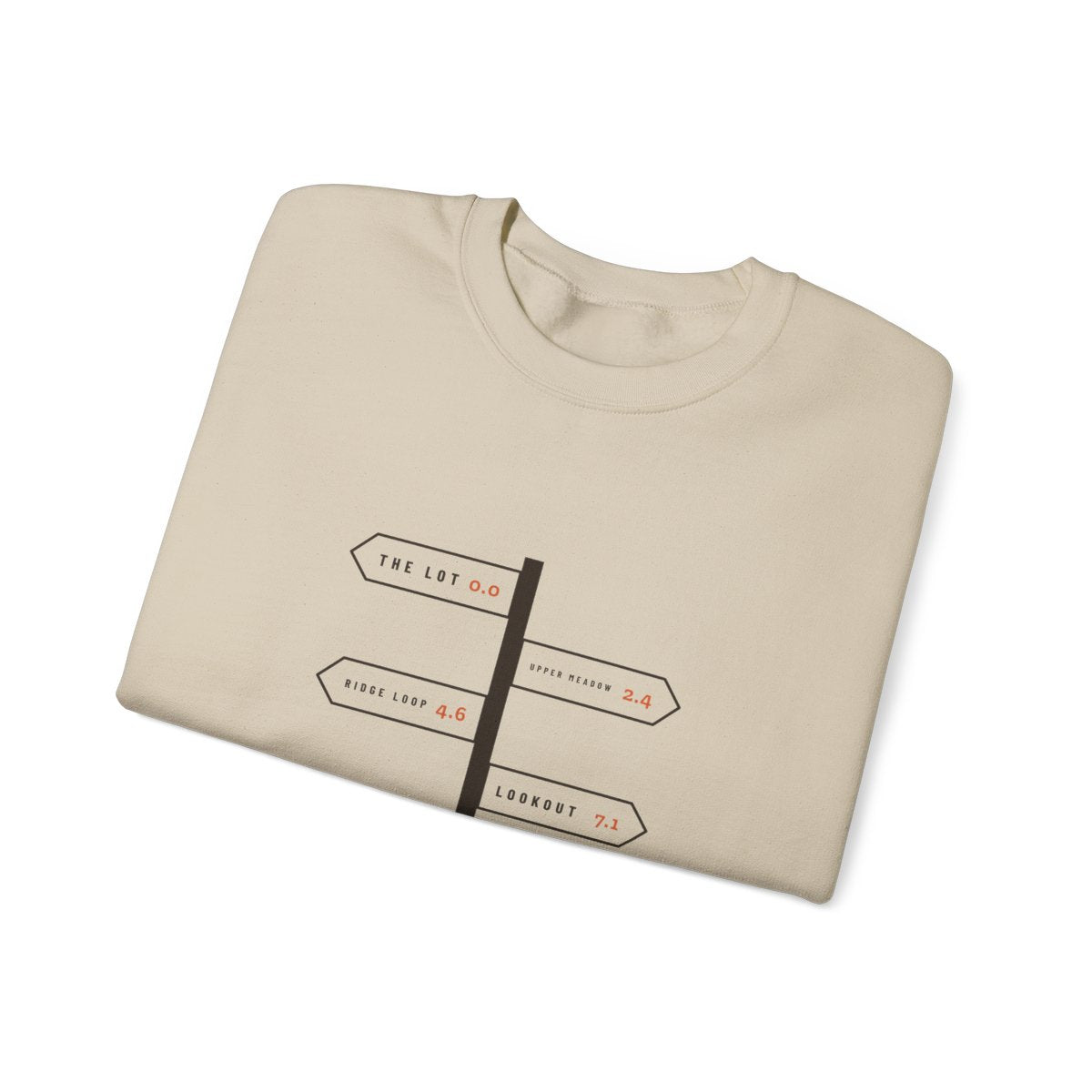 Trail Junction Crewneck in Sand, folded