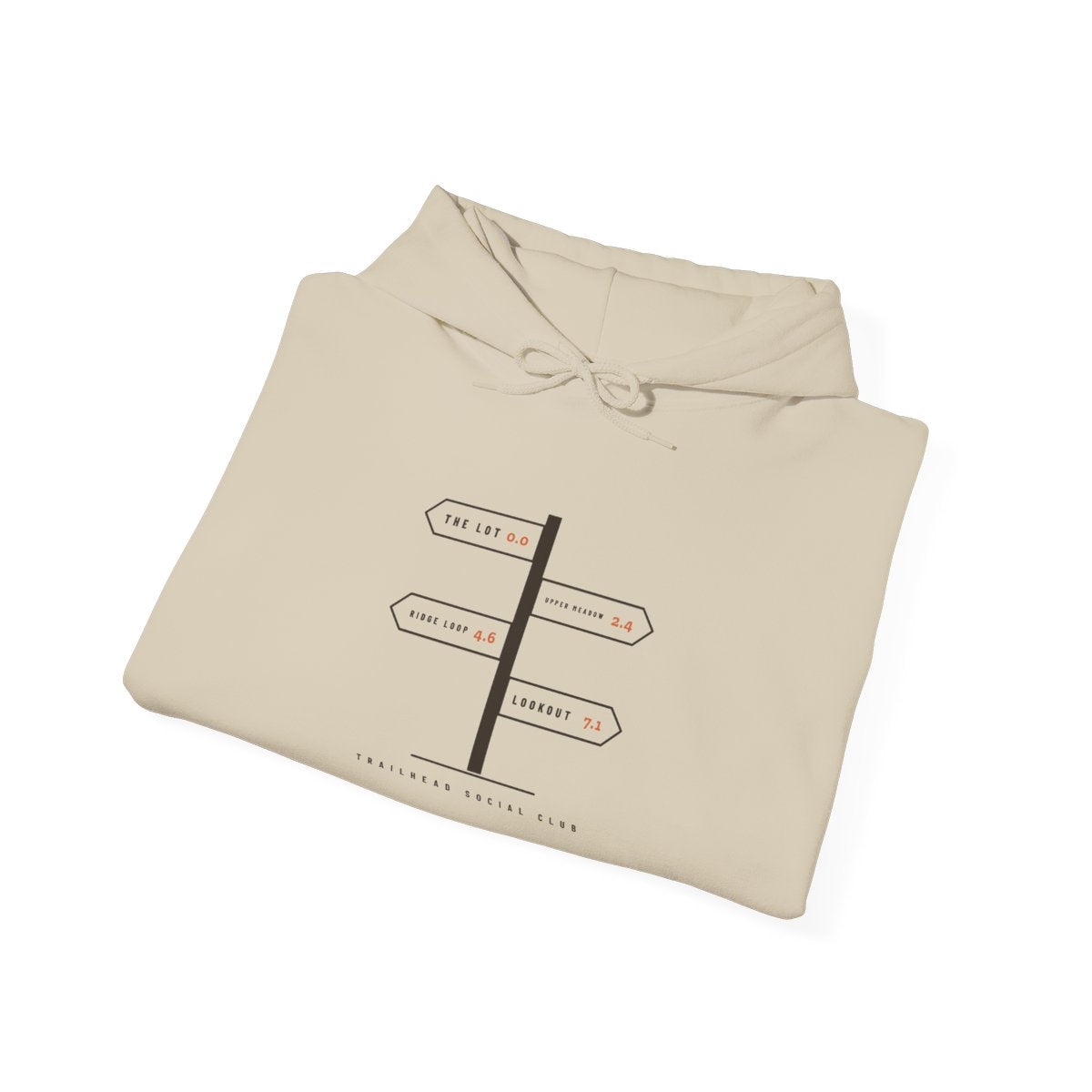 Trail Junction Hoodie in Sand, folded