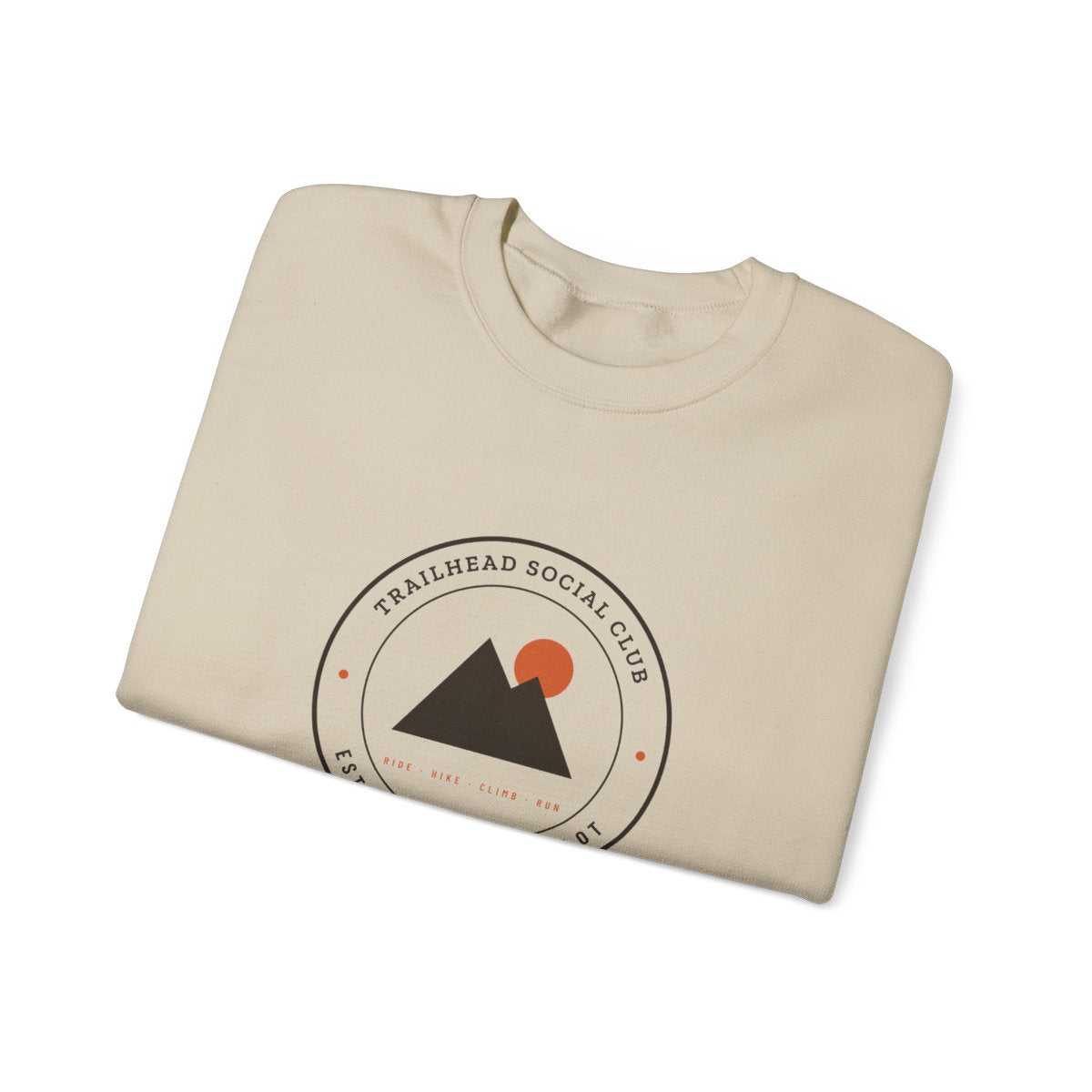 Parking Lot Seal Crewneck in Sand, folded