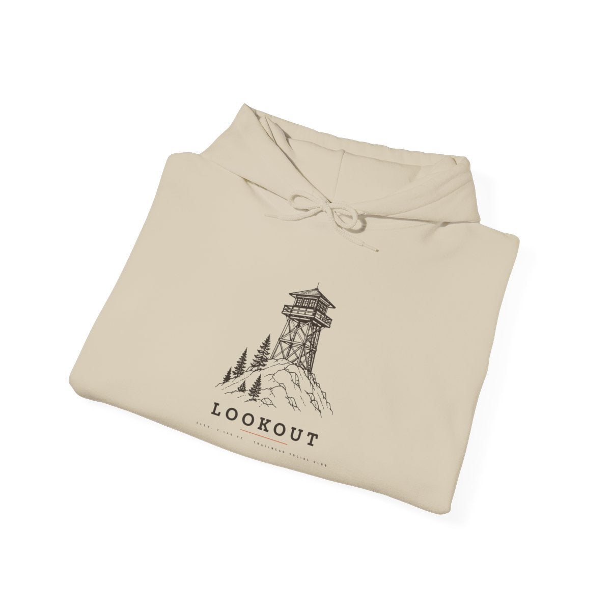 Lookout Tower Hoodie in Sand, folded