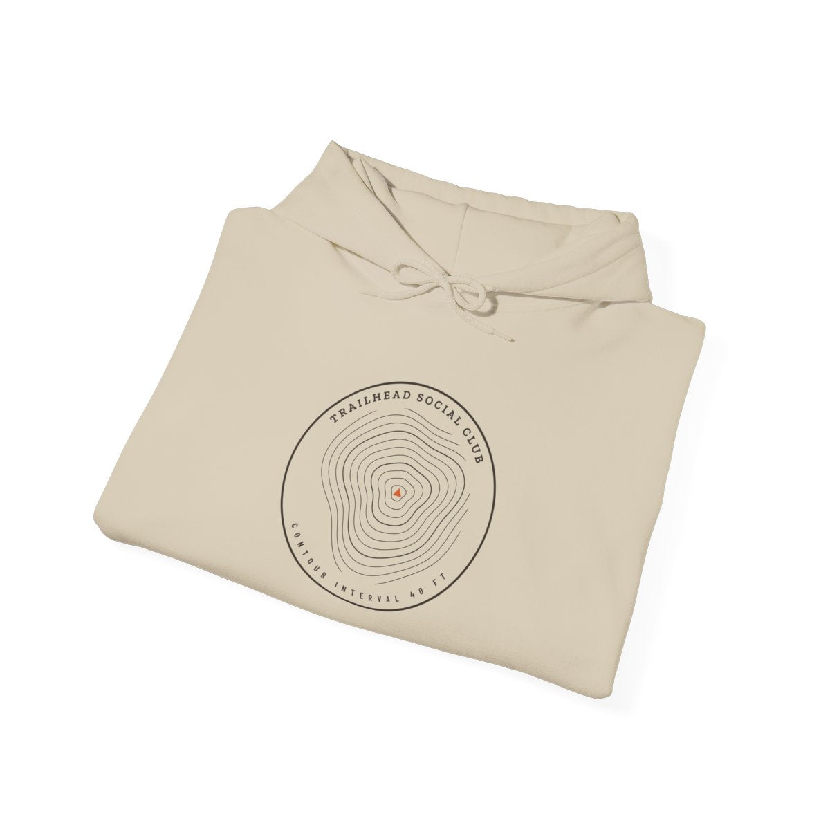 Contour Patch Hoodie in Sand, folded