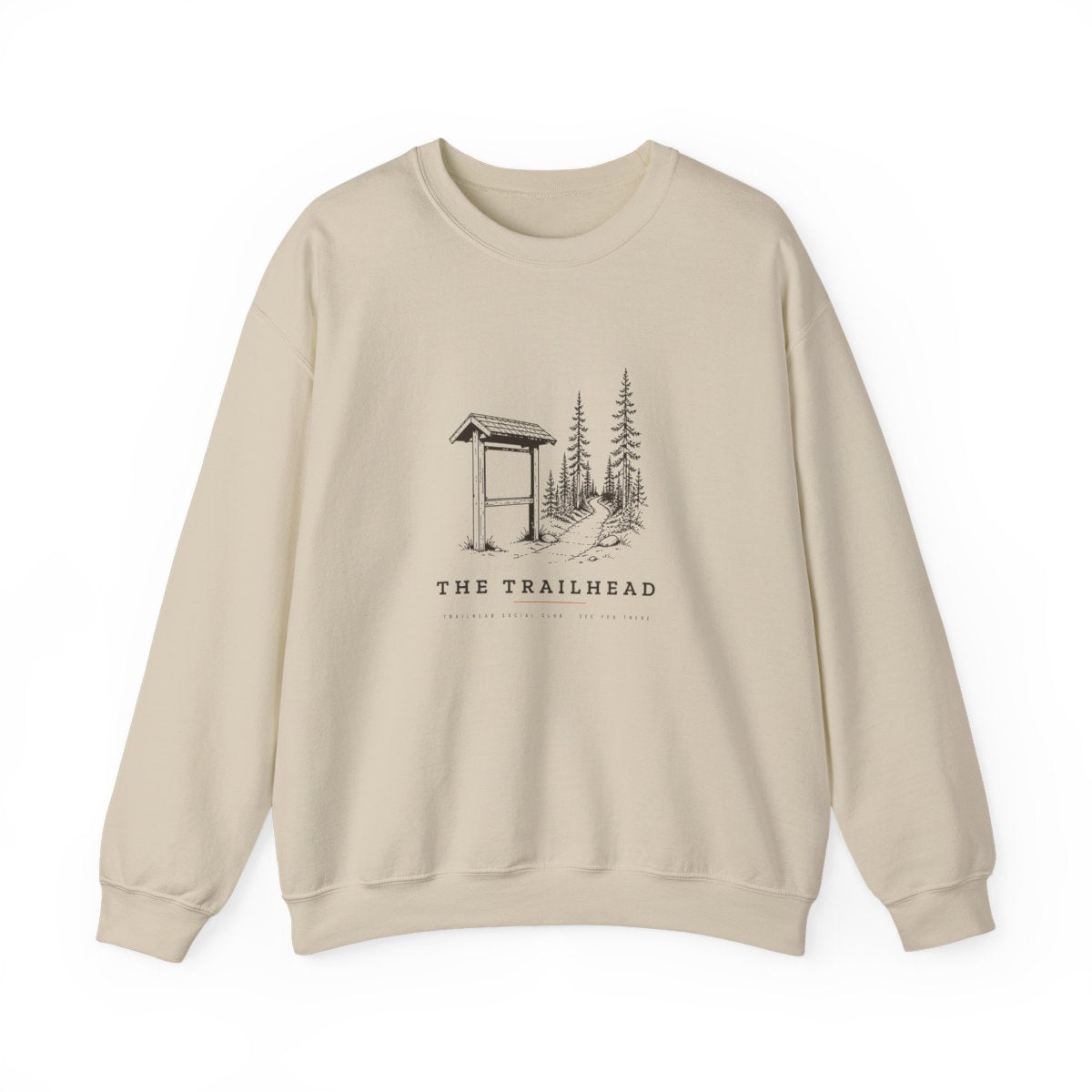 The Trailhead Crewneck in Sand, front view