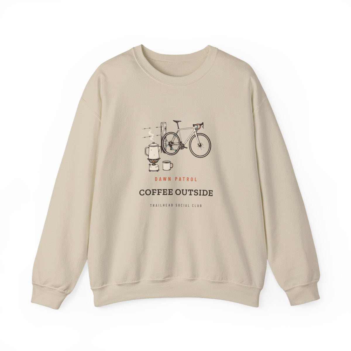 Coffee Outside Crewneck in Sand, front view