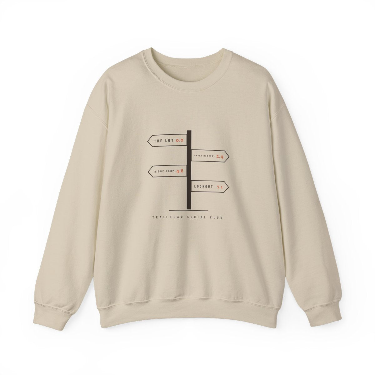 Trail Junction Crewneck in Sand, front view