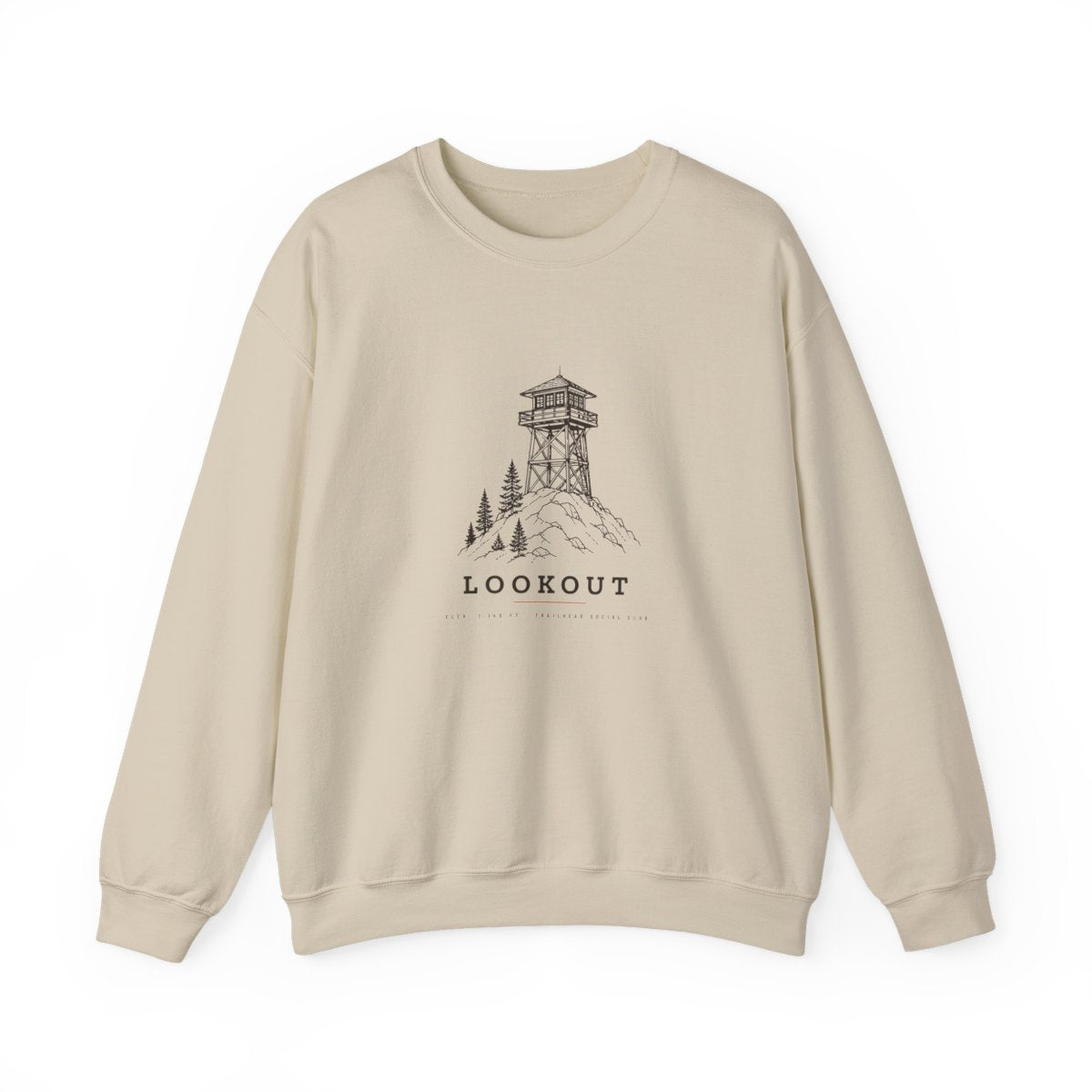 Lookout Tower Crewneck in Sand, front view