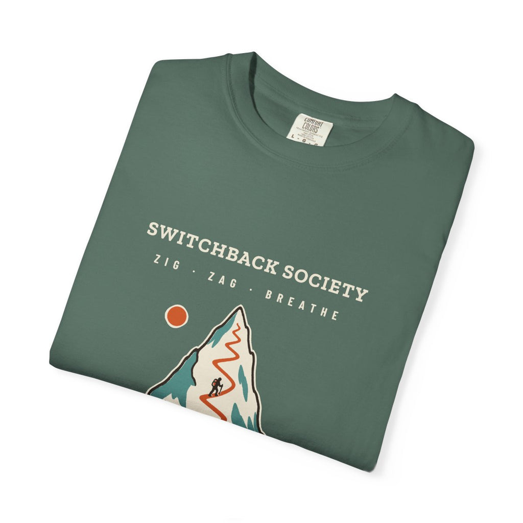 Switchback Society Tee in Blue Spruce, folded