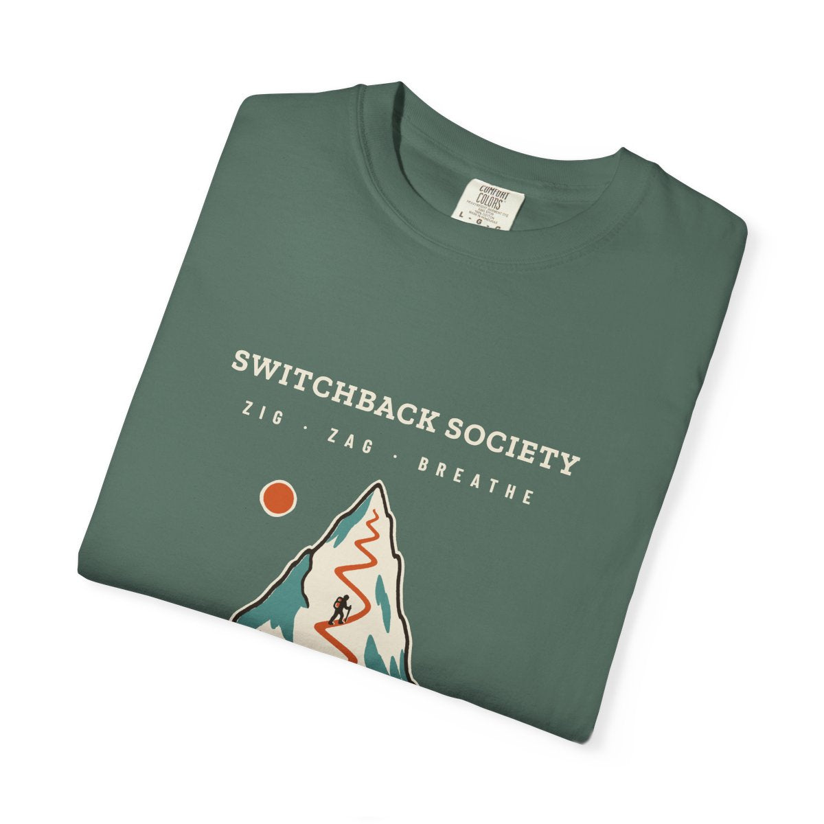 Switchback Society Tee in Blue Spruce, folded