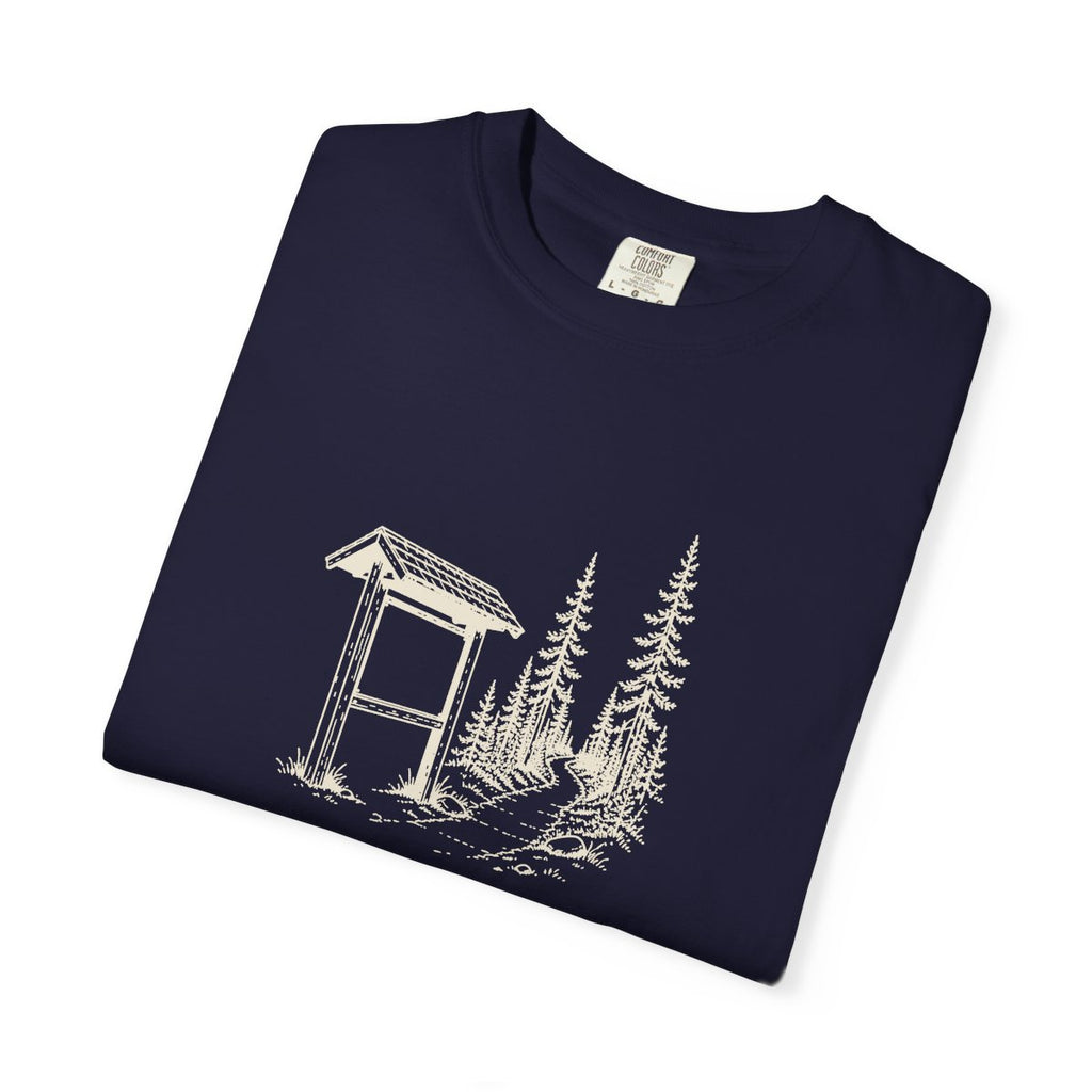 The Trailhead Tee in True Navy, folded