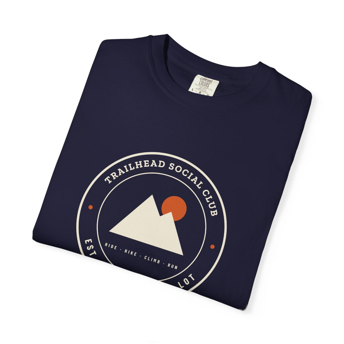 Parking Lot Seal Tee in True Navy, folded