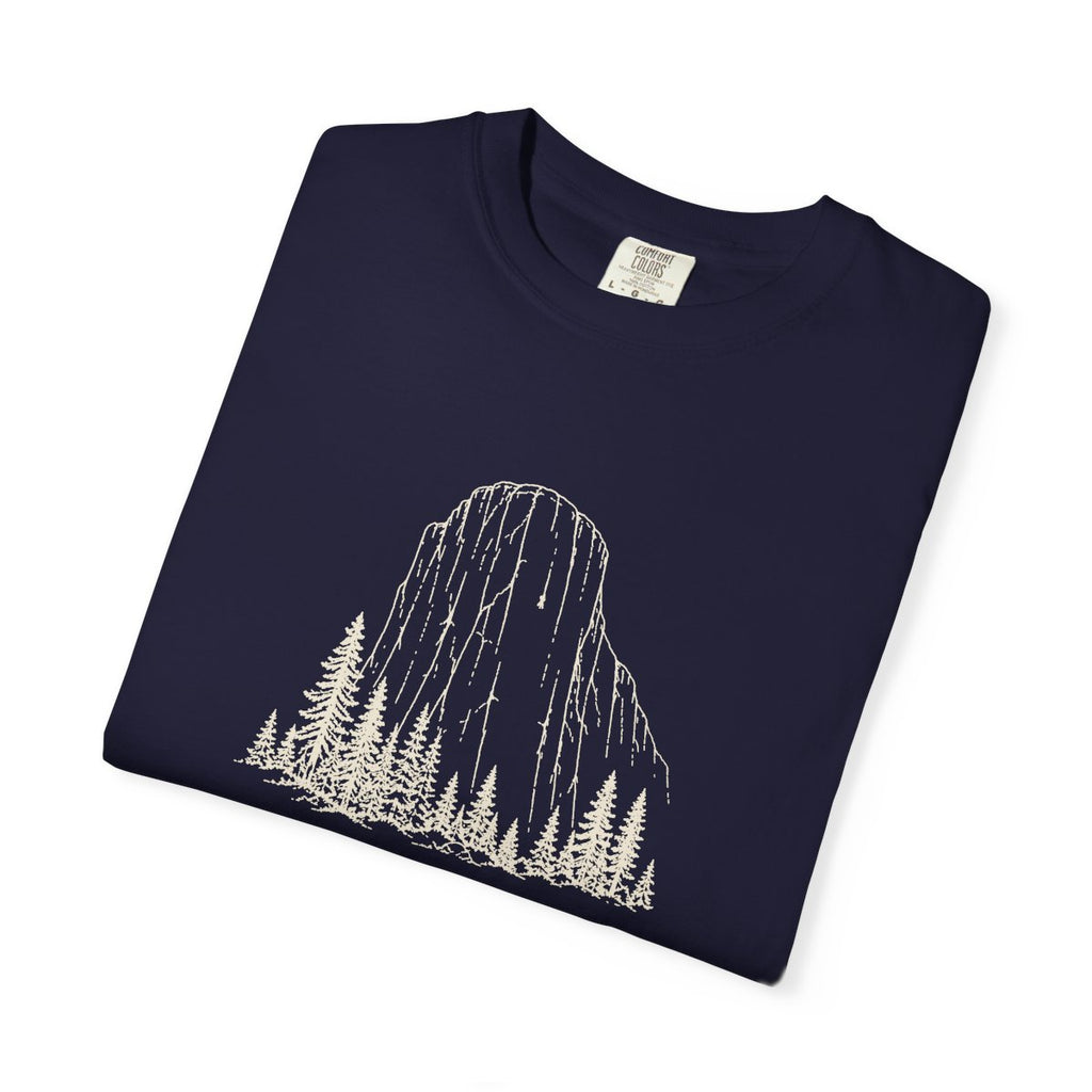 The Crag Tee in True Navy, folded