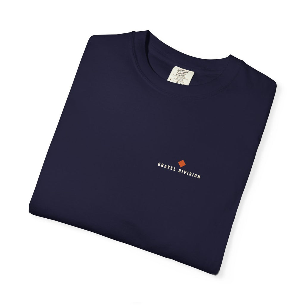 Gravel Division Pocket Tee in True Navy, folded