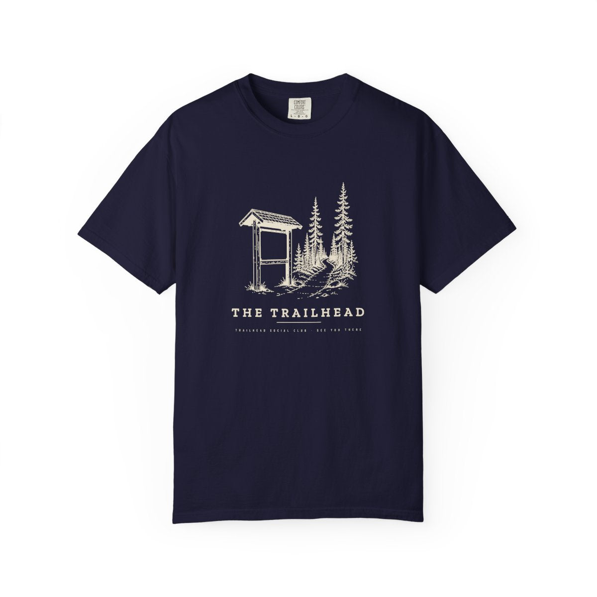 The Trailhead Tee in True Navy, front view