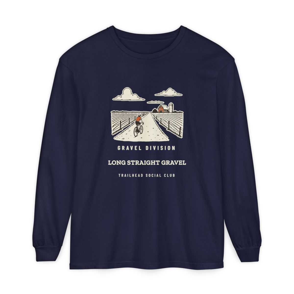 Long Straight Gravel Long Sleeve Tee in True Navy, front view