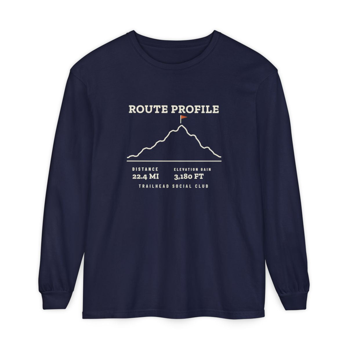 Route Profile Long Sleeve Tee in True Navy, front view