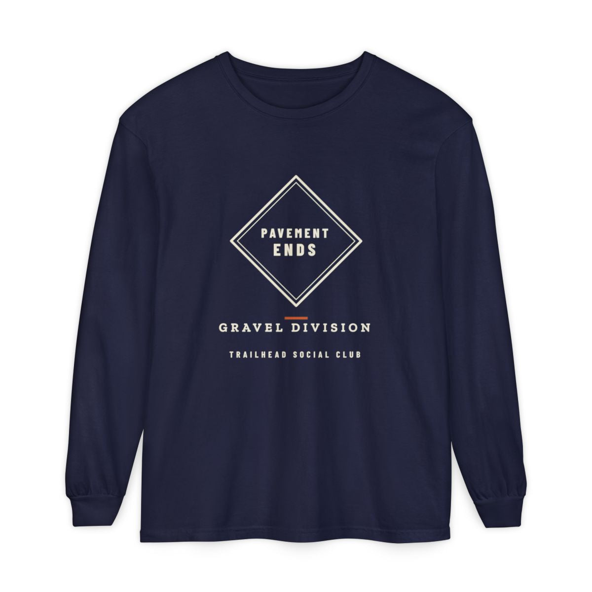 Pavement Ends Long Sleeve Tee in True Navy, front view