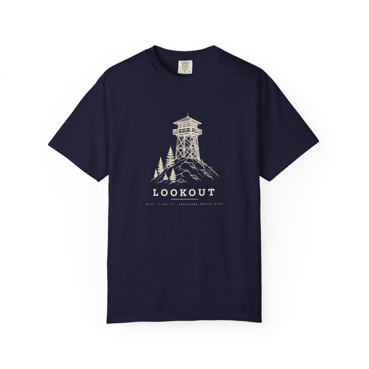 Lookout Tower Tee in True Navy, front view