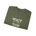 Wait at the Top Crewneck in Military Green, folded