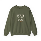 Wait at the Top Crewneck in Military Green, front view