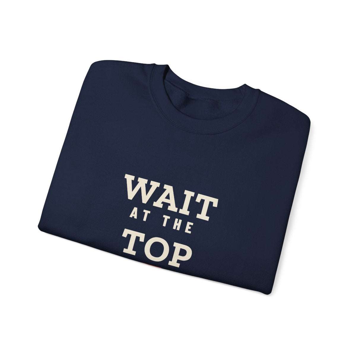 Wait at the Top Crewneck in Navy, folded