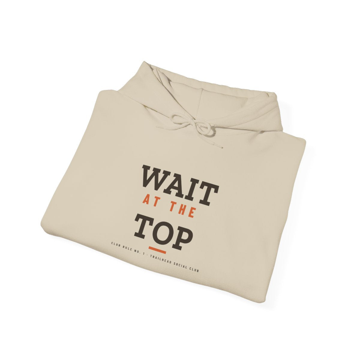 Wait at the Top Hoodie in Sand, folded