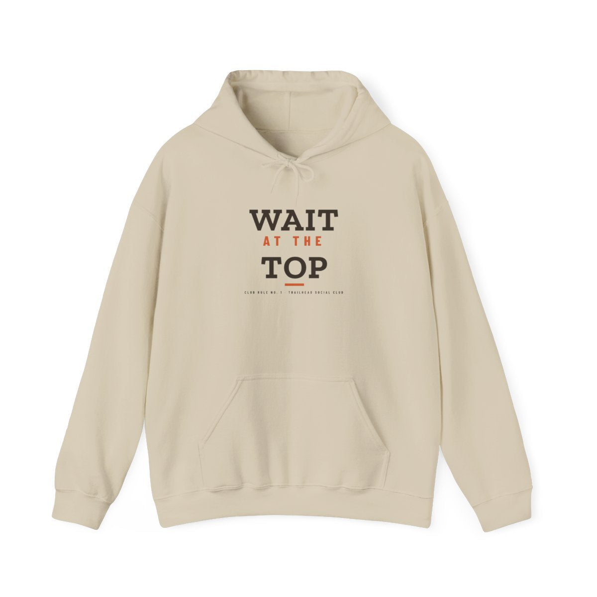 Wait at the Top Hoodie in Sand, front view