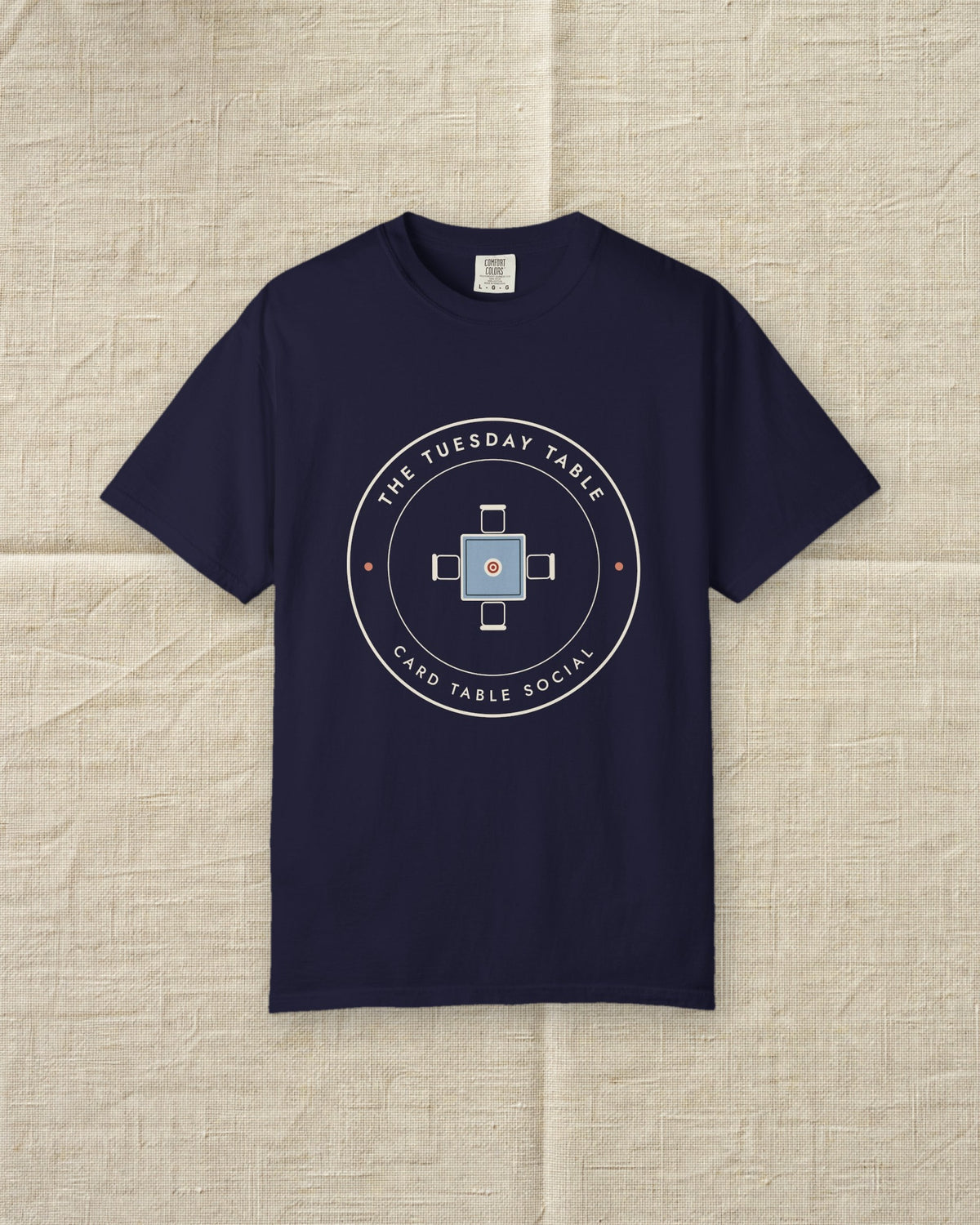 The Tuesday Table Tee in True Navy, styled