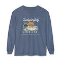 Twilight Golf Long Sleeve Tee in Blue Jean, front view