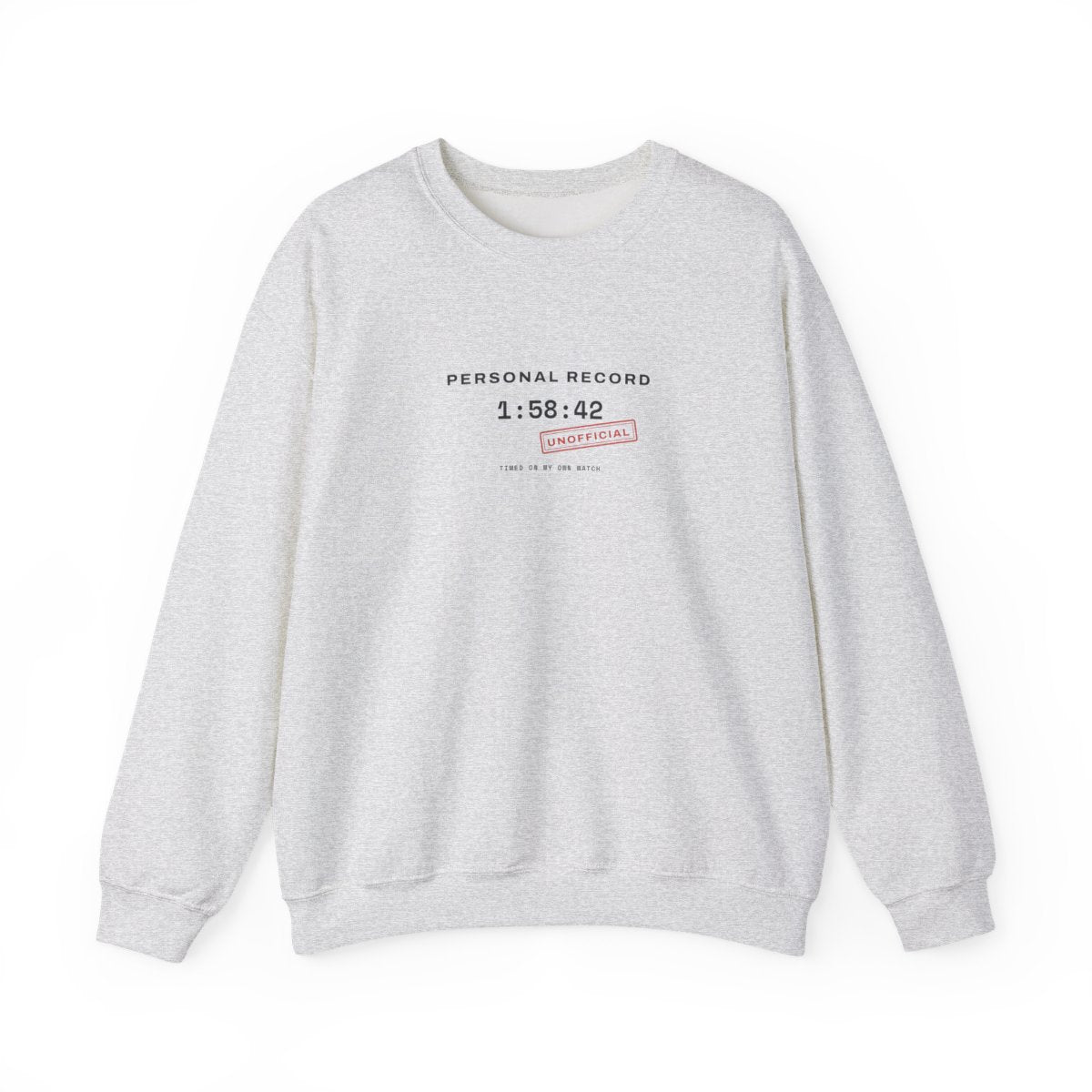 Unofficial PR Crewneck in Ash, front view
