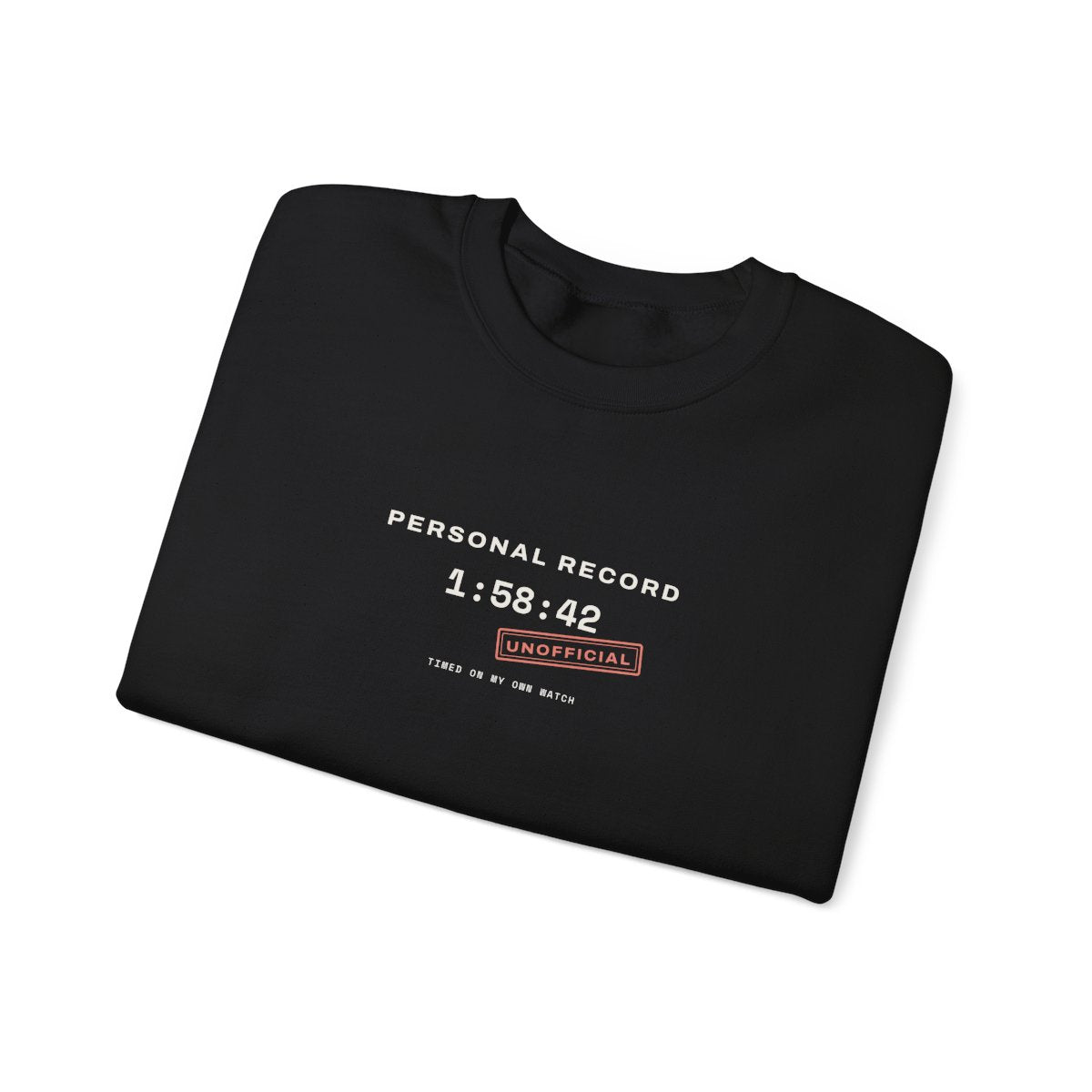Unofficial PR Crewneck in Black, folded