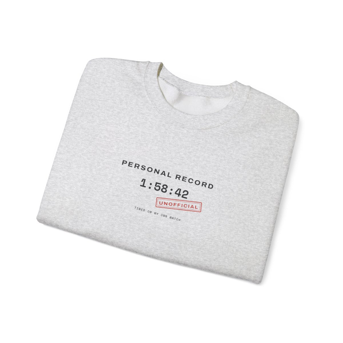 Unofficial PR Crewneck in Ash, folded