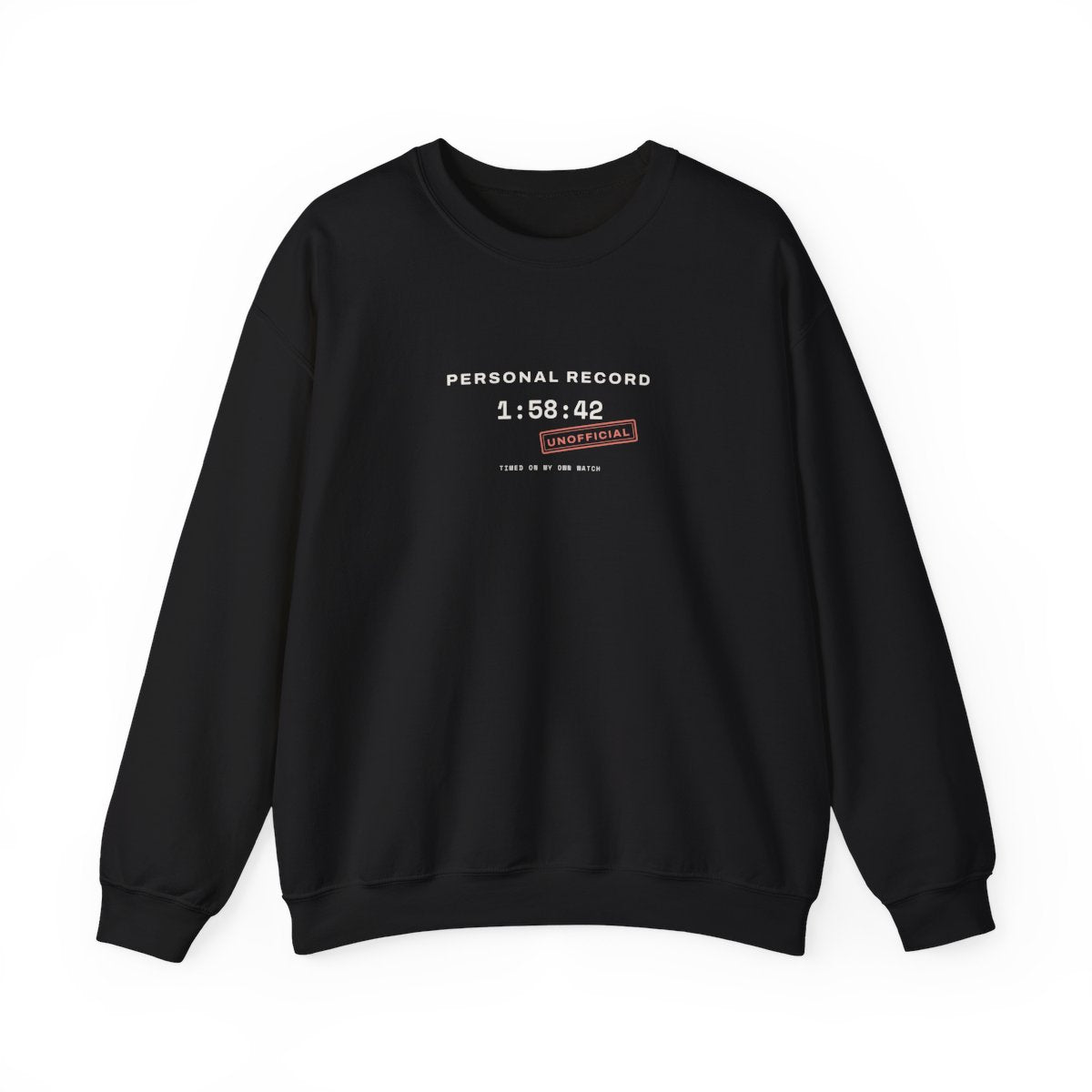 Unofficial PR Crewneck in Black, front view
