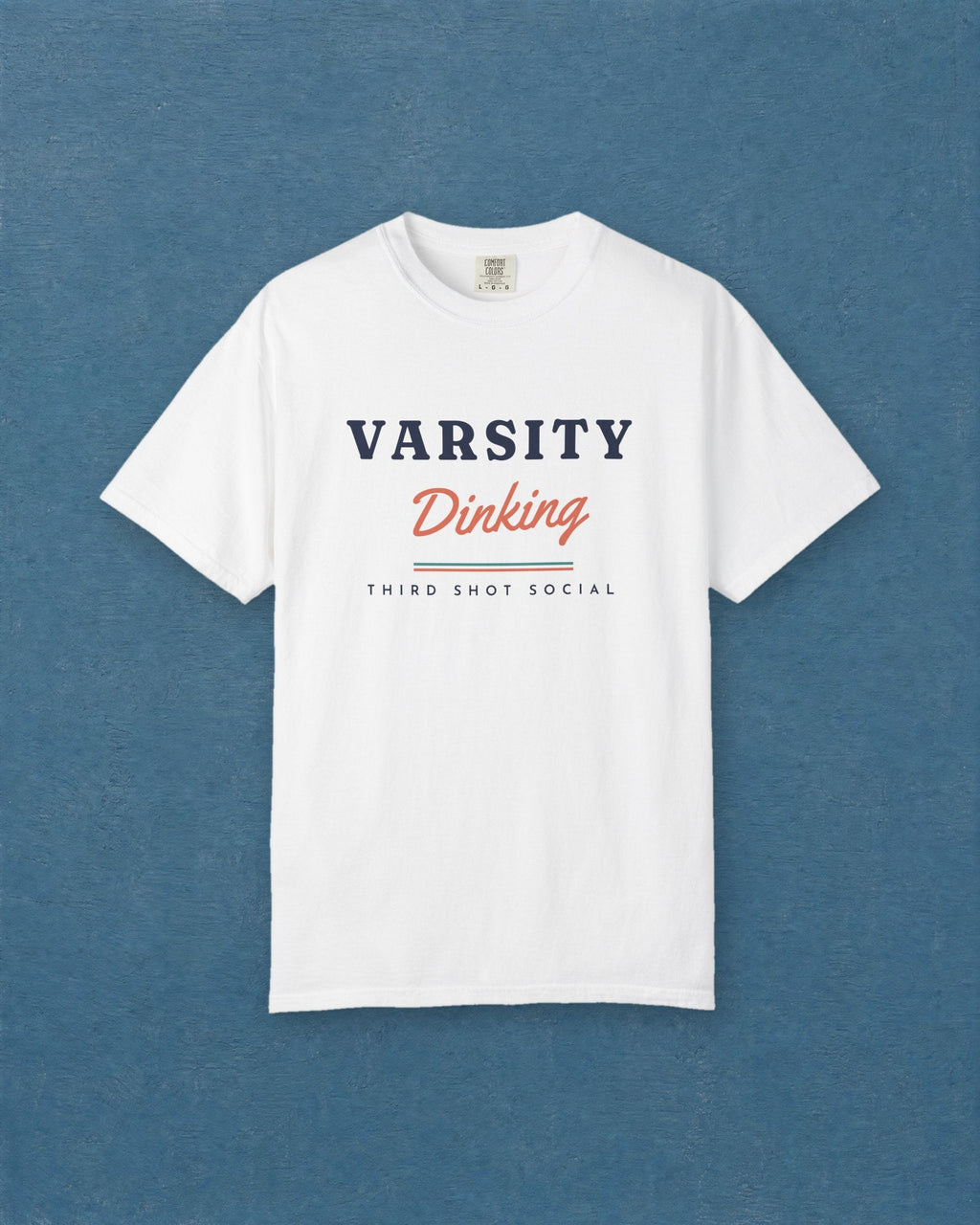 Varsity Dinking Tee in White, styled