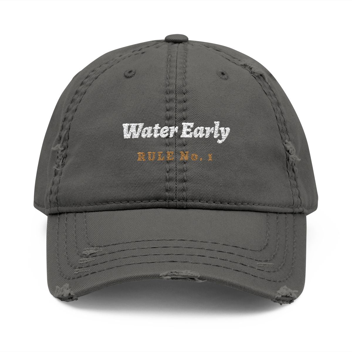 Water Early Dad Hat in Charcoal Grey, front view