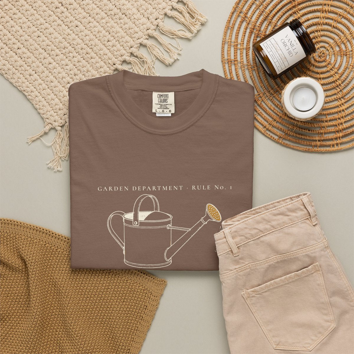 Water Early Tee in Espresso, fabric and print detail