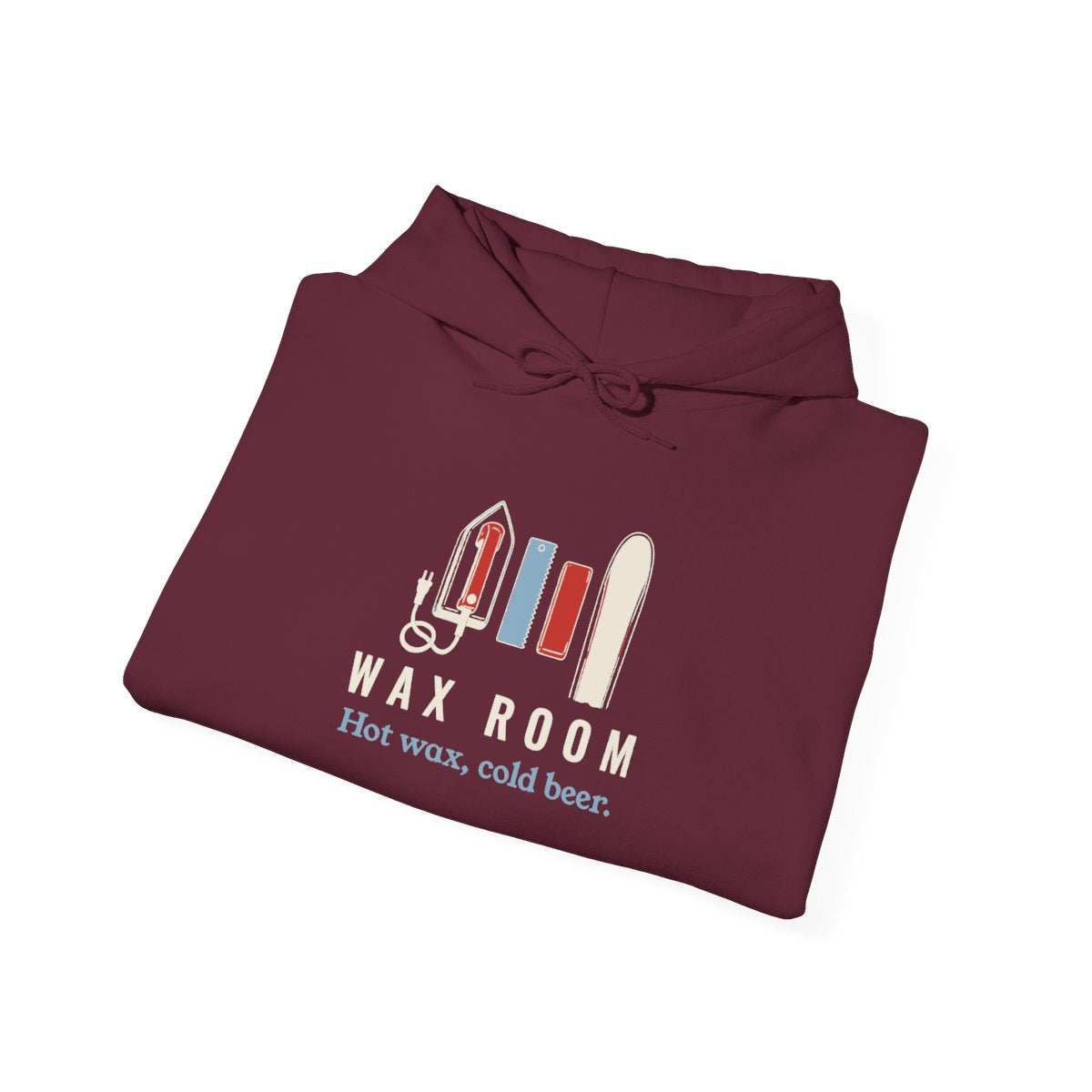Wax Room Hoodie in Maroon, folded