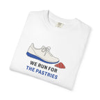 We Run for the Pastries Tee in White, folded