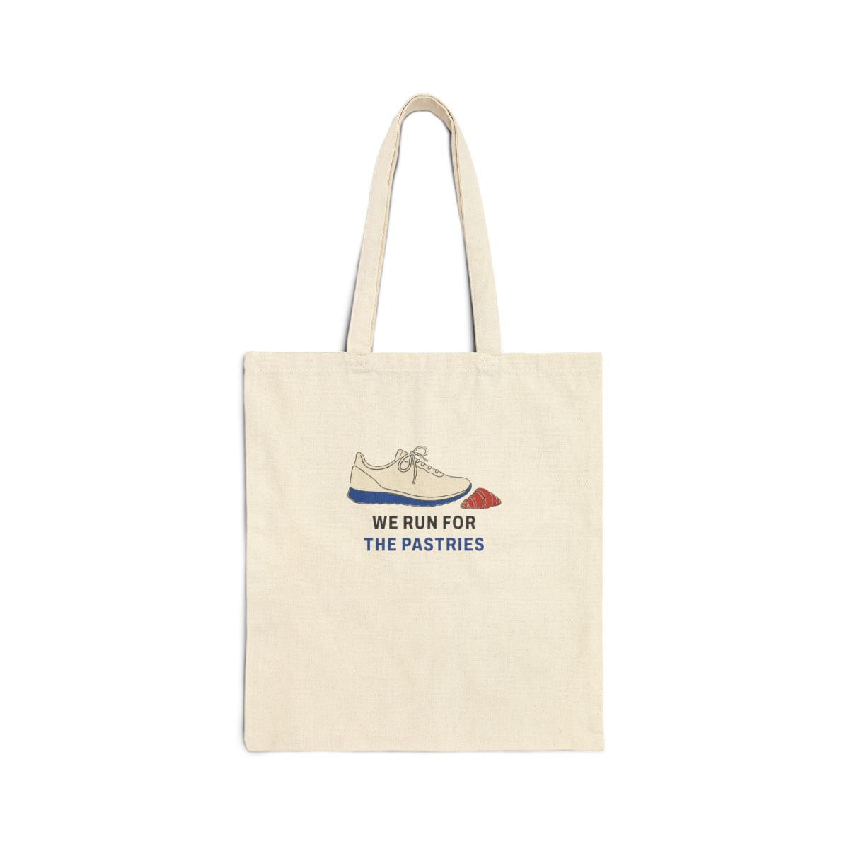We Run for the Pastries Tote in Natural, front view