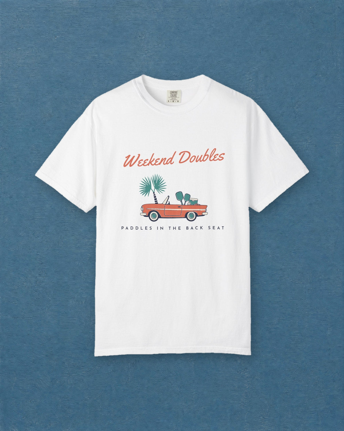 Weekend Doubles Tee in White, styled