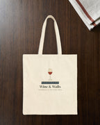 Wine & Walls Tote in Natural, styled