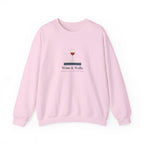Wine & Walls Crewneck in Light Pink, front view