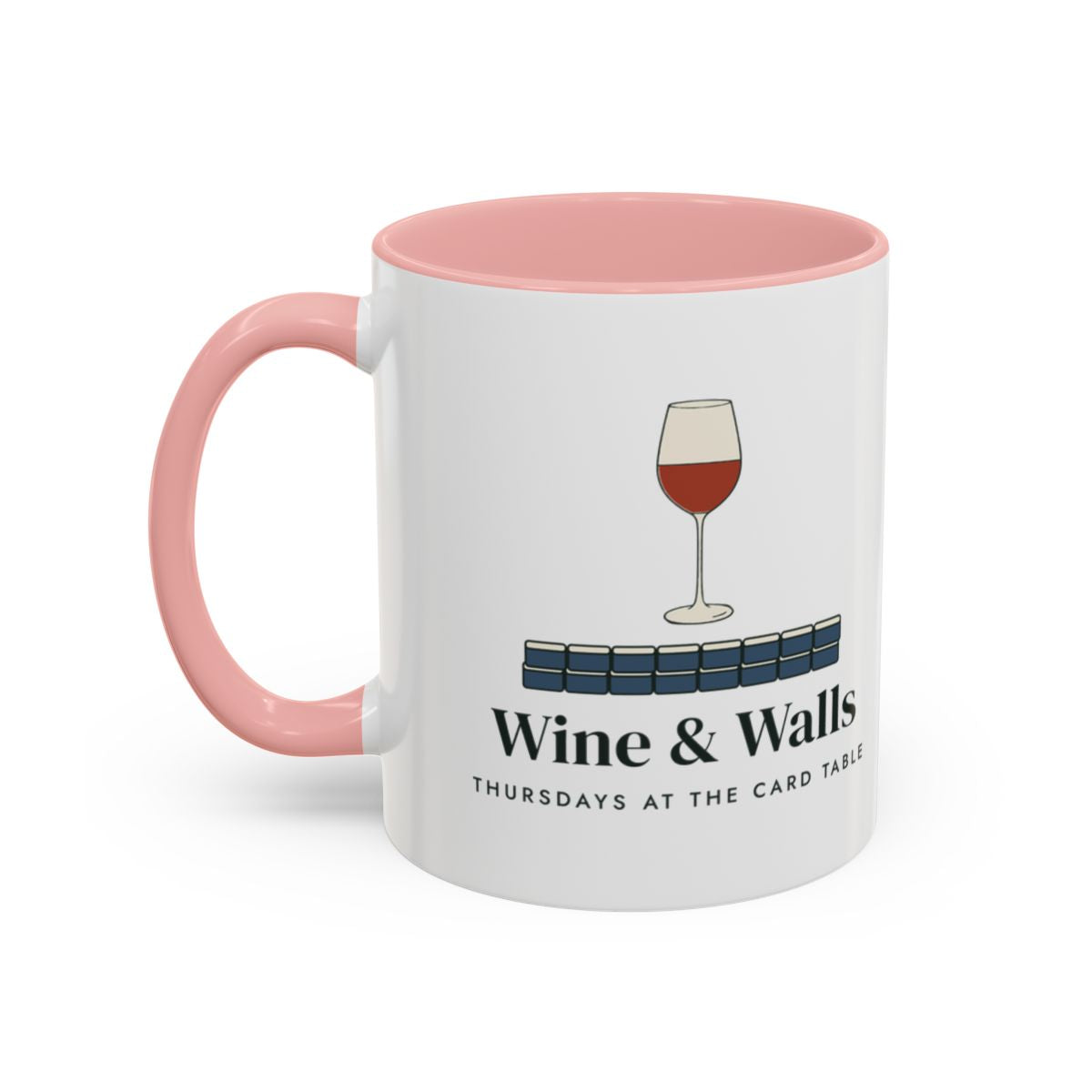 Wine & Walls Mug in Pink, left side