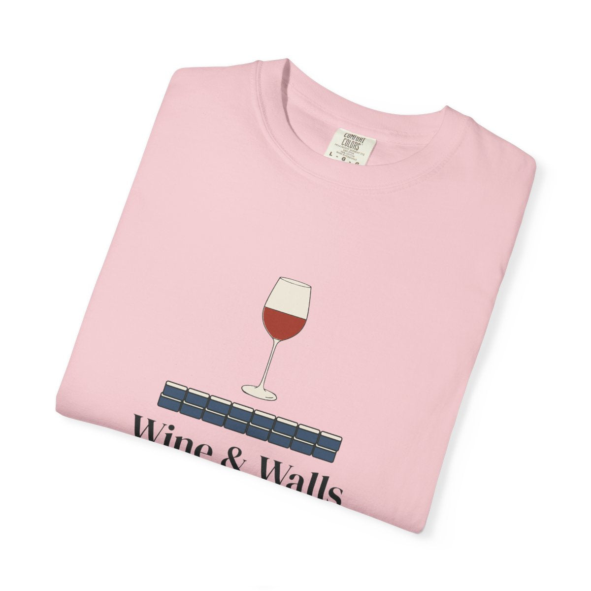 Wine & Walls Tee in Blossom, folded