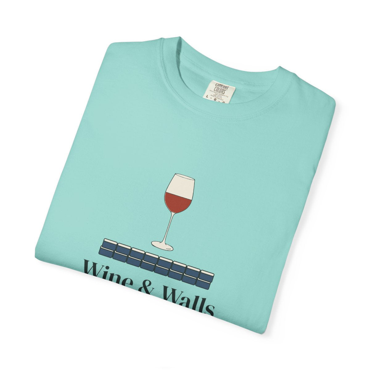 Wine & Walls Tee in Chalky Mint, folded