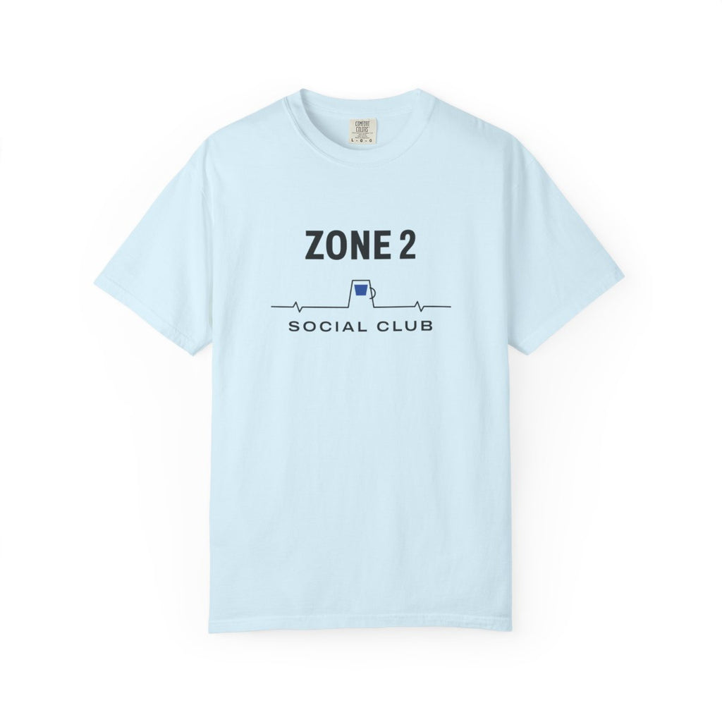 Zone 2 Social Club Tee in Chambray, front view