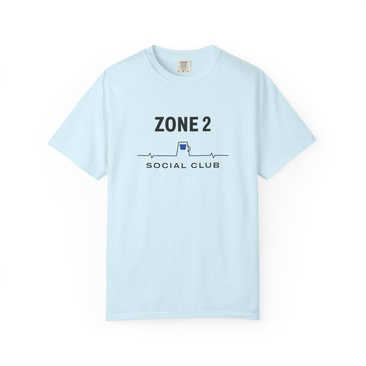 Zone 2 Social Club Tee in Chambray, front view