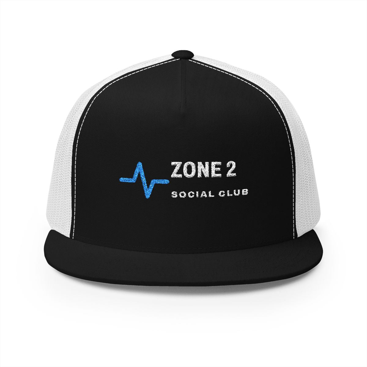 Zone 2 Trucker Cap in Black/White, front view